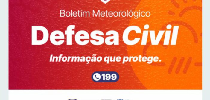 Defesa Civil monitora avanço da frente fria e previsão de chuvas e rajadas de vento no feriado